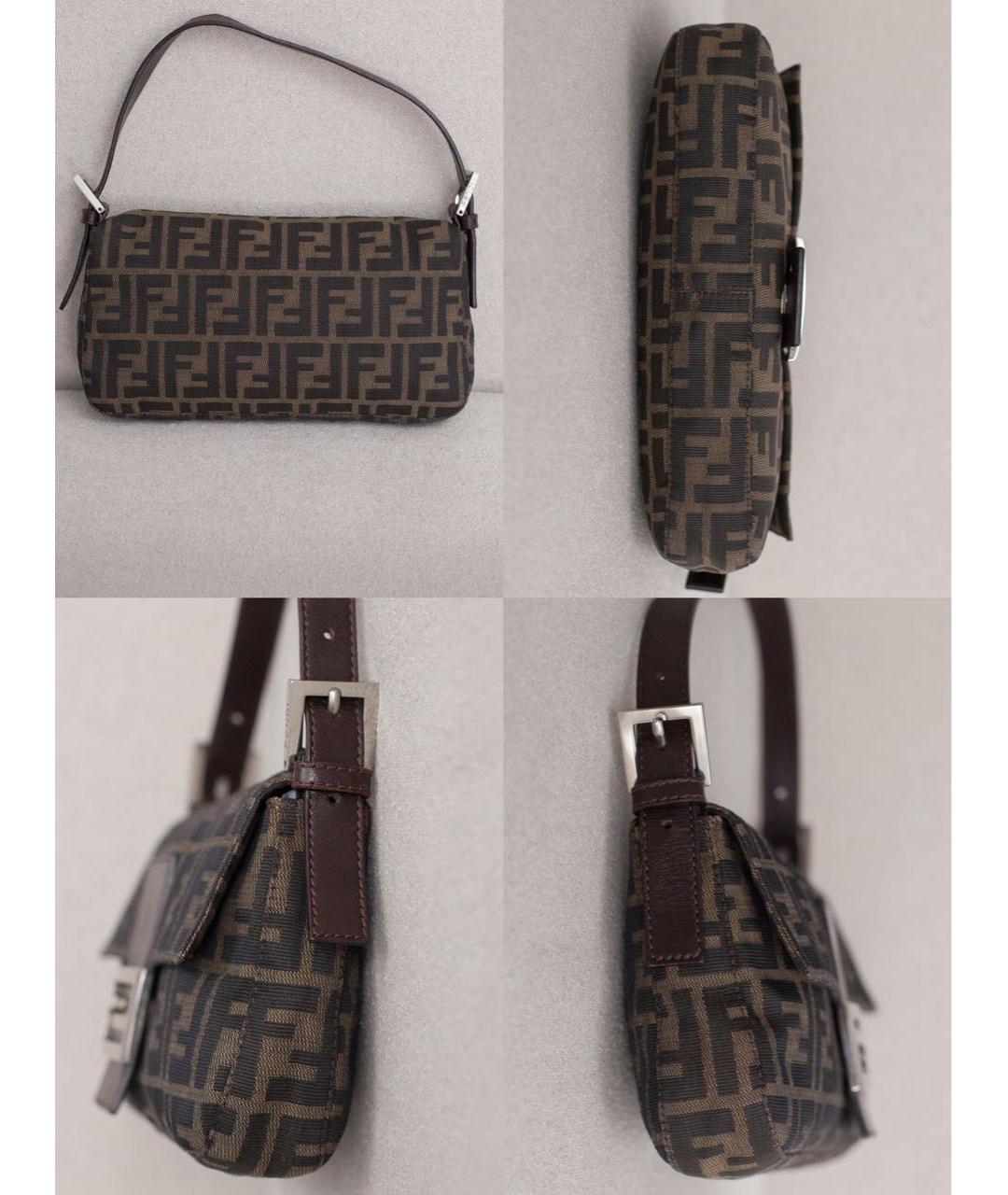 FENDI Коричневая сумка с короткими ручками из канвы, фото 6