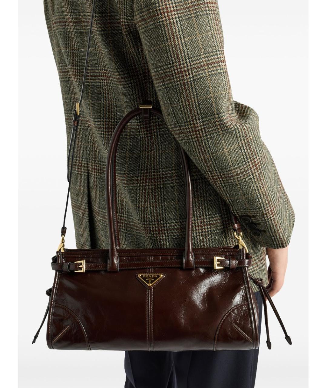 PRADA Коричневая кожаная сумка через плечо, фото 4