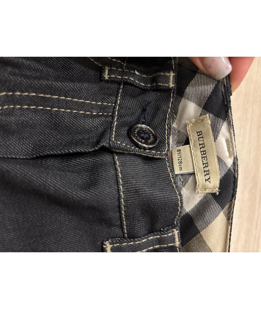 BURBERRY Темно-синие хлопковые детские джинсы, фото 5
