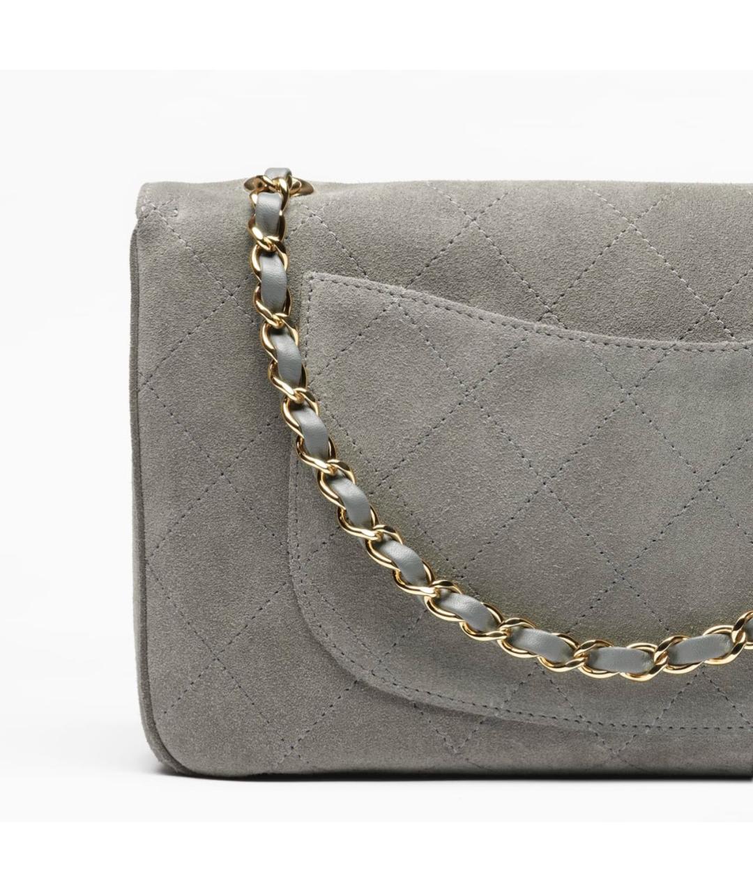 CHANEL Серая замшевая сумка через плечо, фото 4