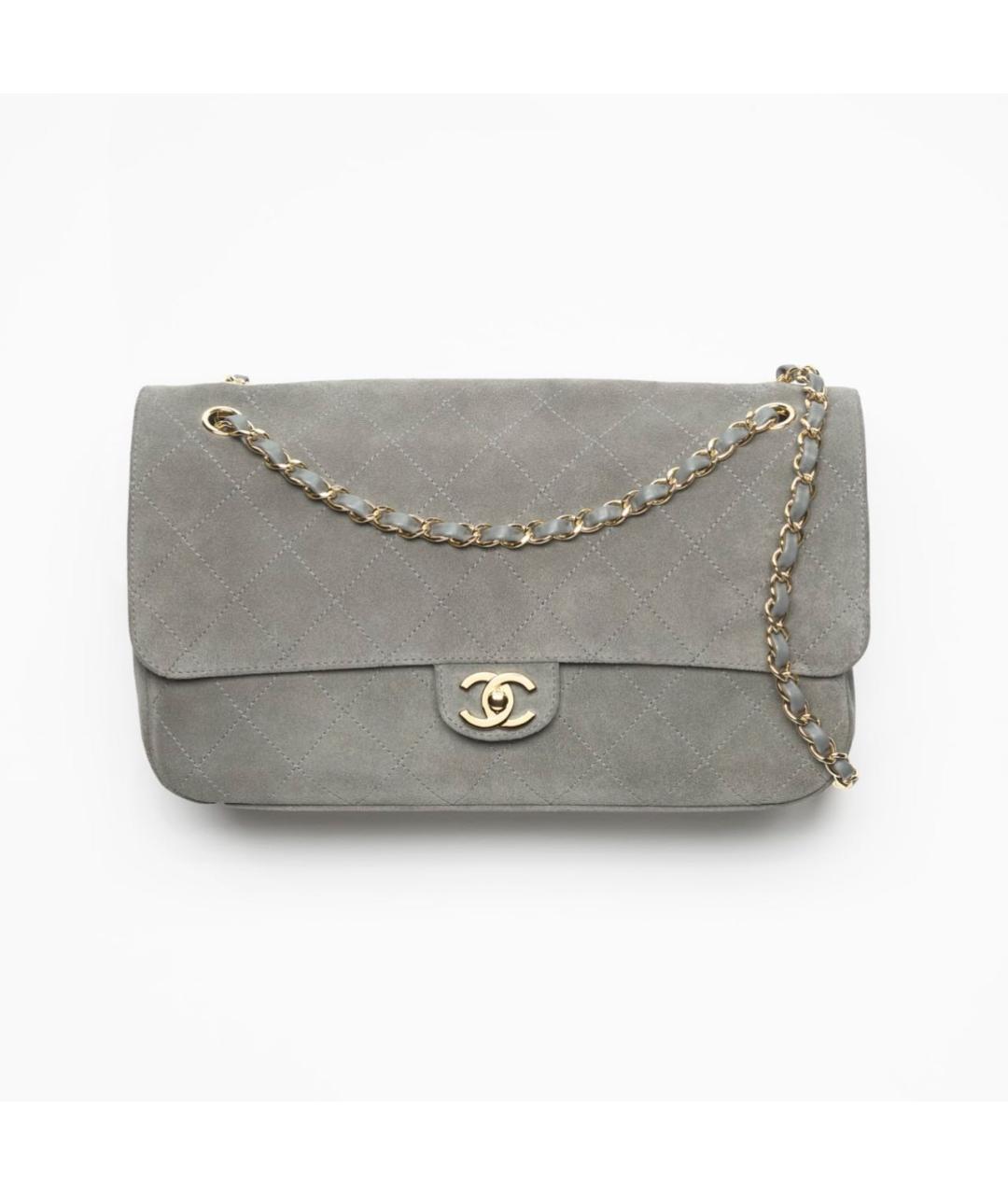 CHANEL Серая замшевая сумка через плечо, фото 5