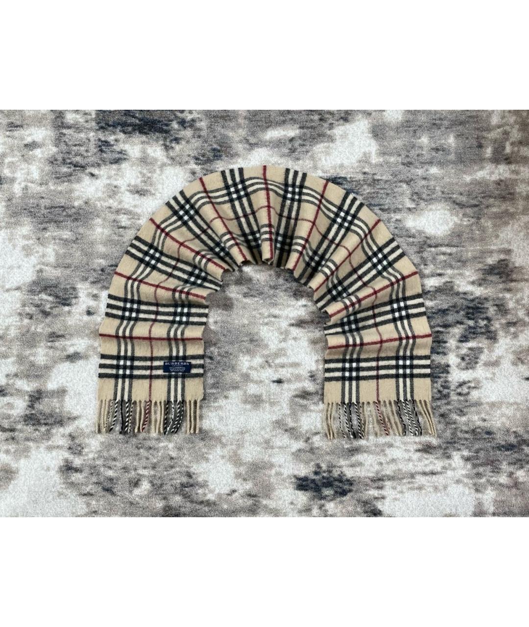 BURBERRY Бежевый шерстяной шарф, фото 3
