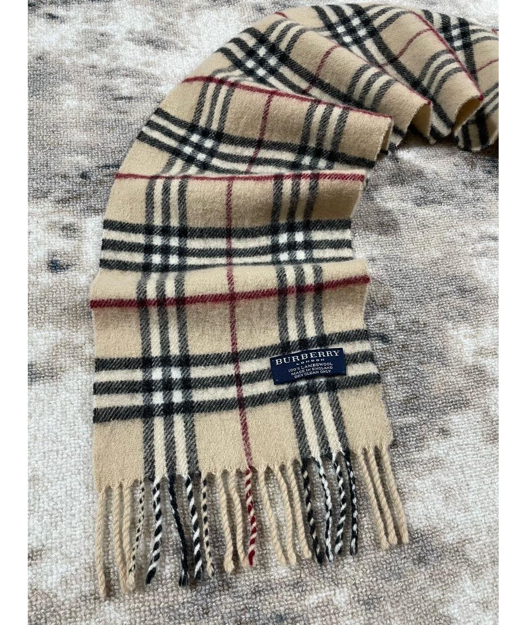 BURBERRY Бежевый шерстяной шарф, фото 2
