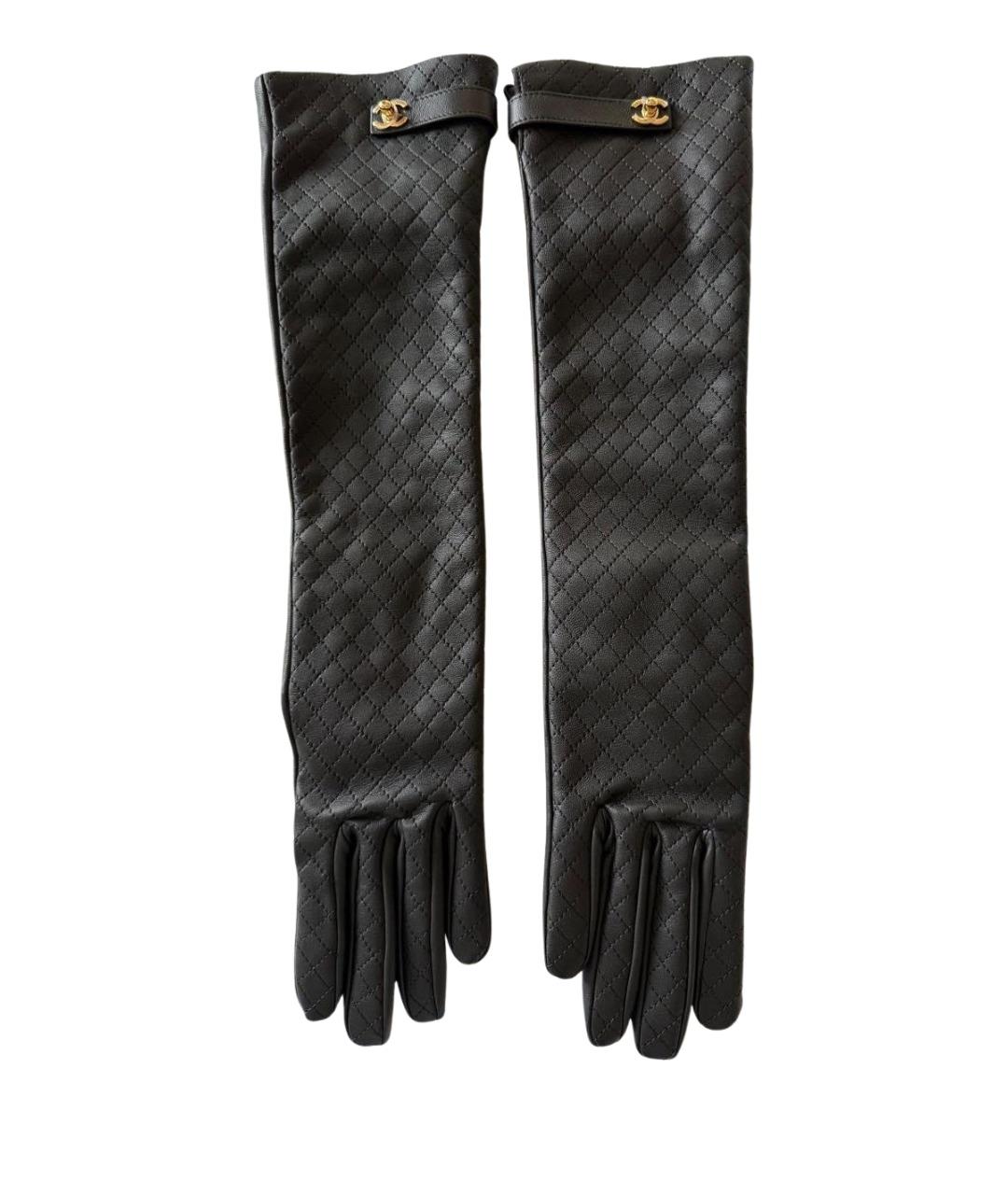 CHANEL Черные кожаные перчатки, фото 1
