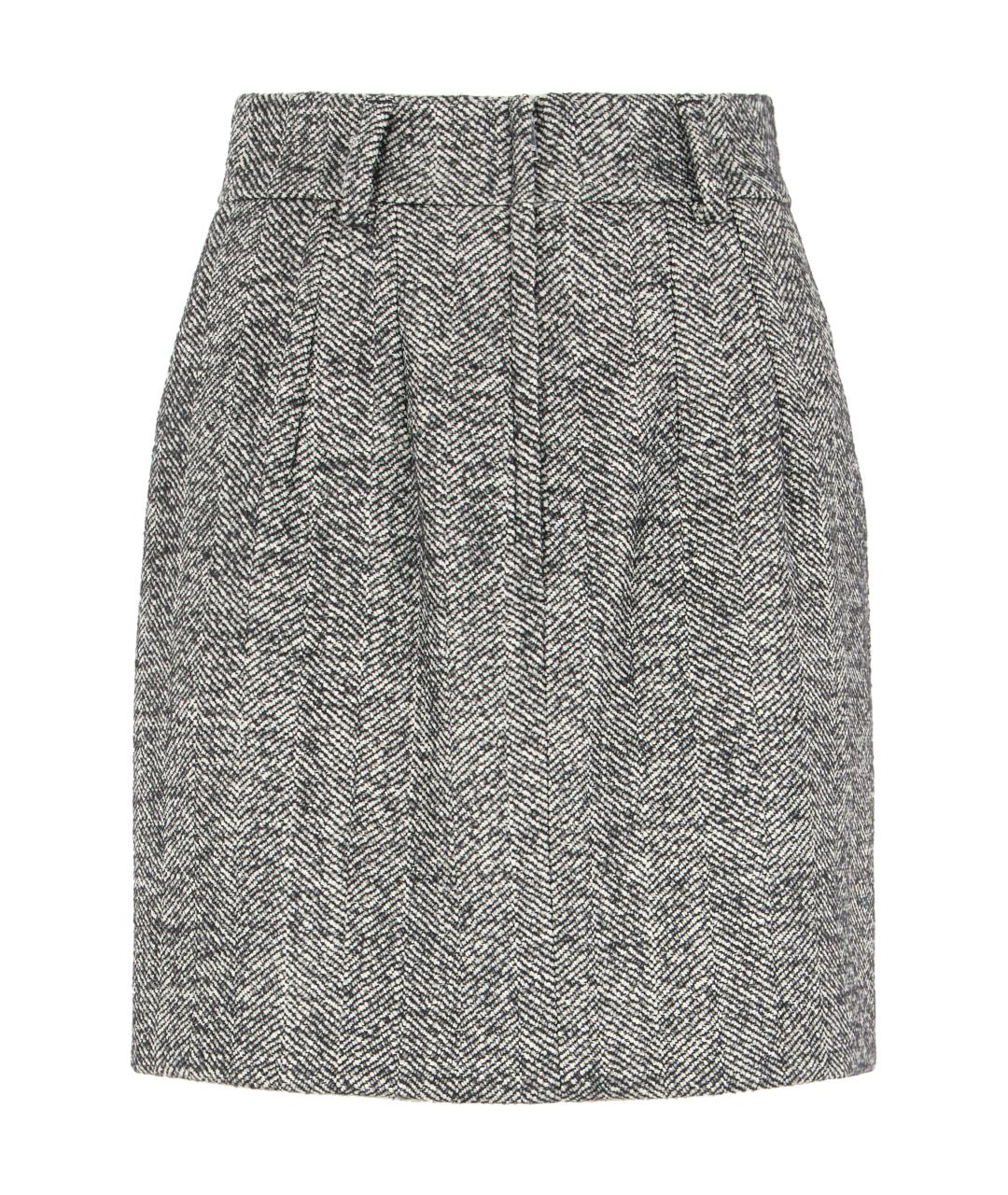 DOLCE&GABBANA Серая шерстяная юбка мини, фото 1