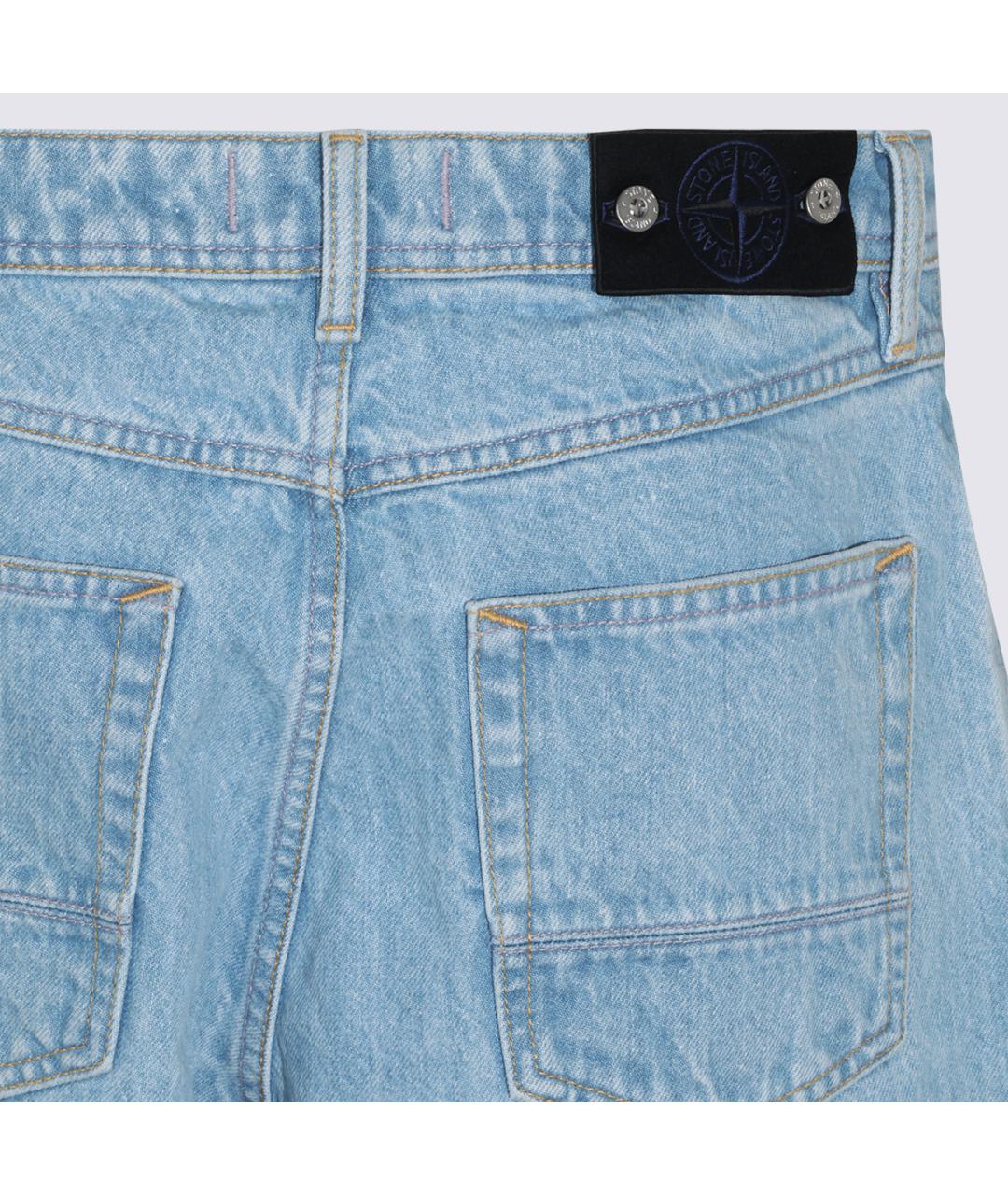 STONE ISLAND Голубые хлопковые прямые джинсы, фото 4