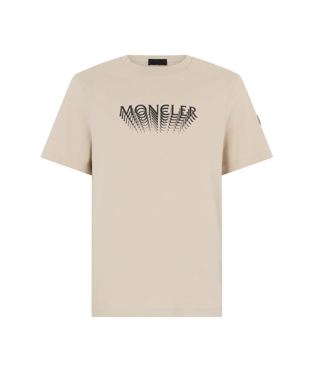 MONCLER Бежевая хлопковая футболка, фото 1