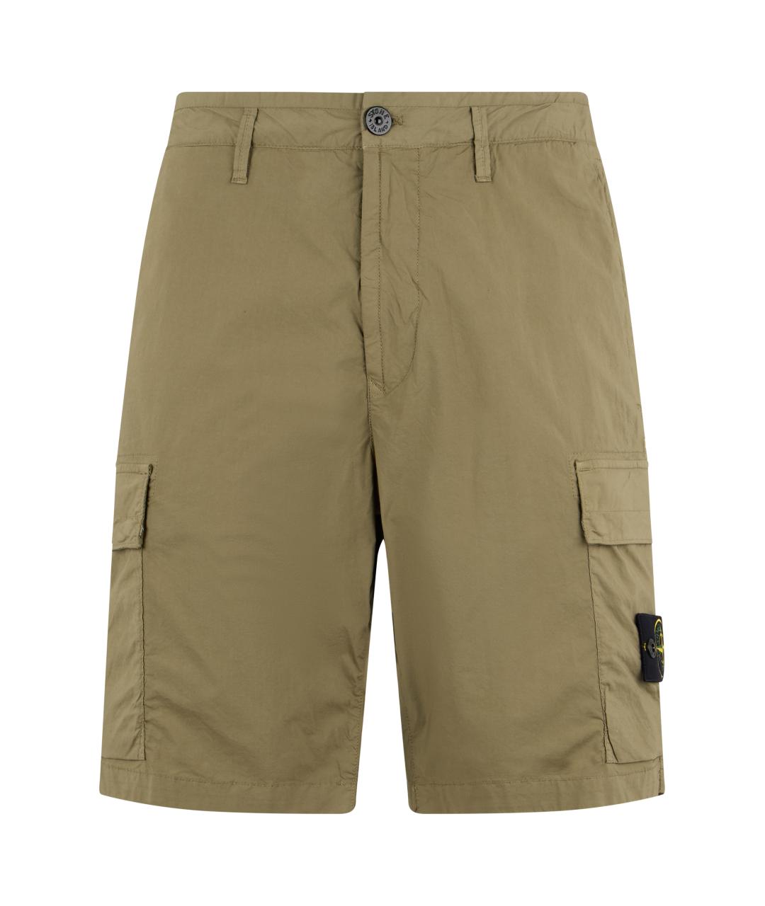 STONE ISLAND Хаки хлопковые шорты, фото 1