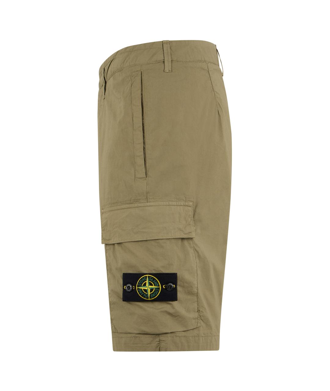 STONE ISLAND Хаки хлопковые шорты, фото 3