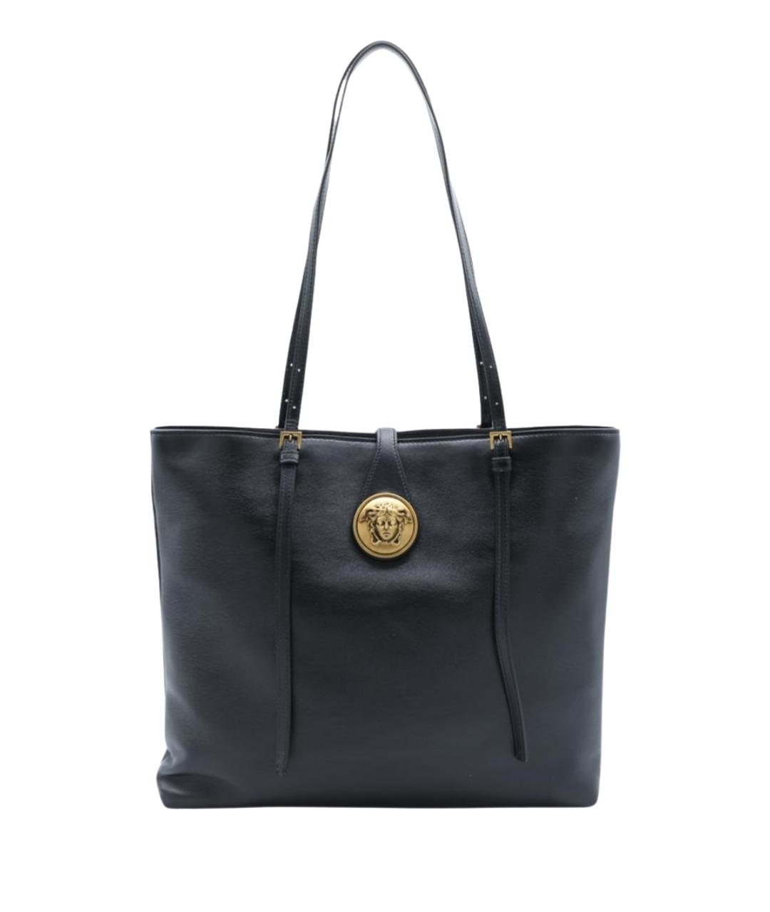 VERSACE Черная кожаная сумка тоут, фото 1