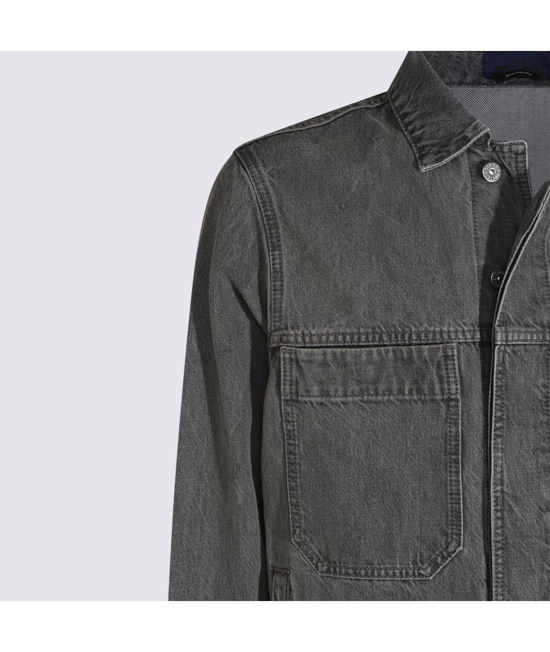 STONE ISLAND Серая хлопковая куртка, фото 3