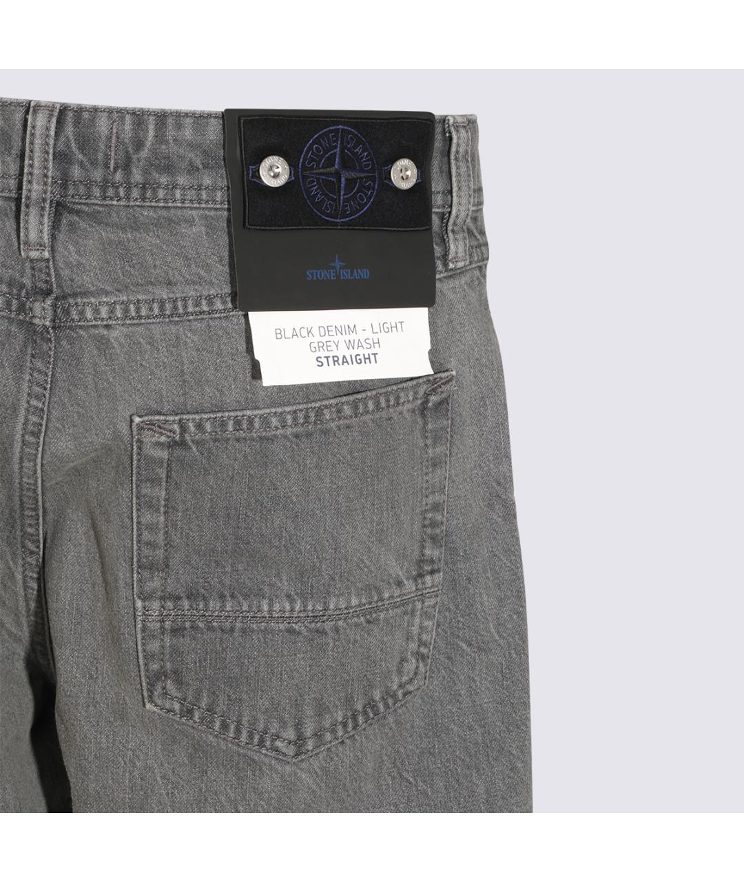 STONE ISLAND Серые хлопковые прямые джинсы, фото 4