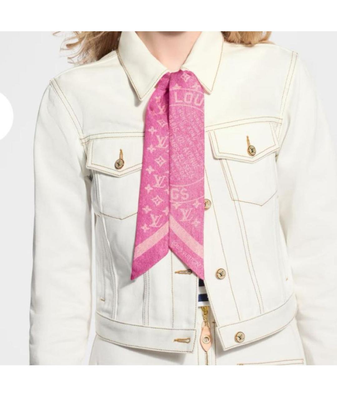 LOUIS VUITTON Розовый шелковый платок, фото 5