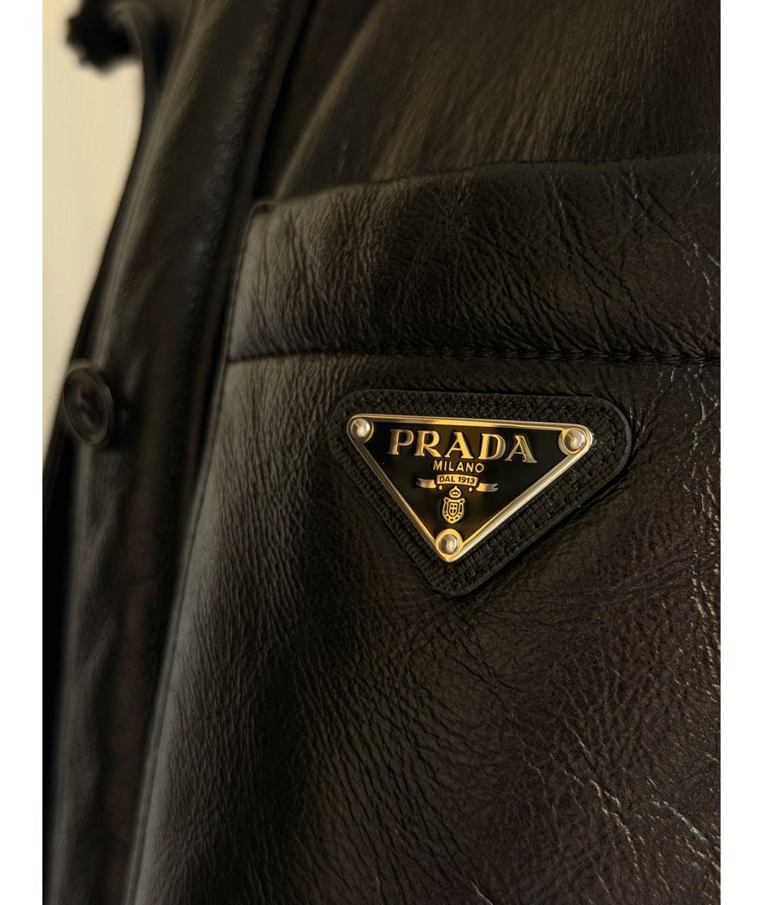 PRADA Черная кожаная дубленка, фото 4