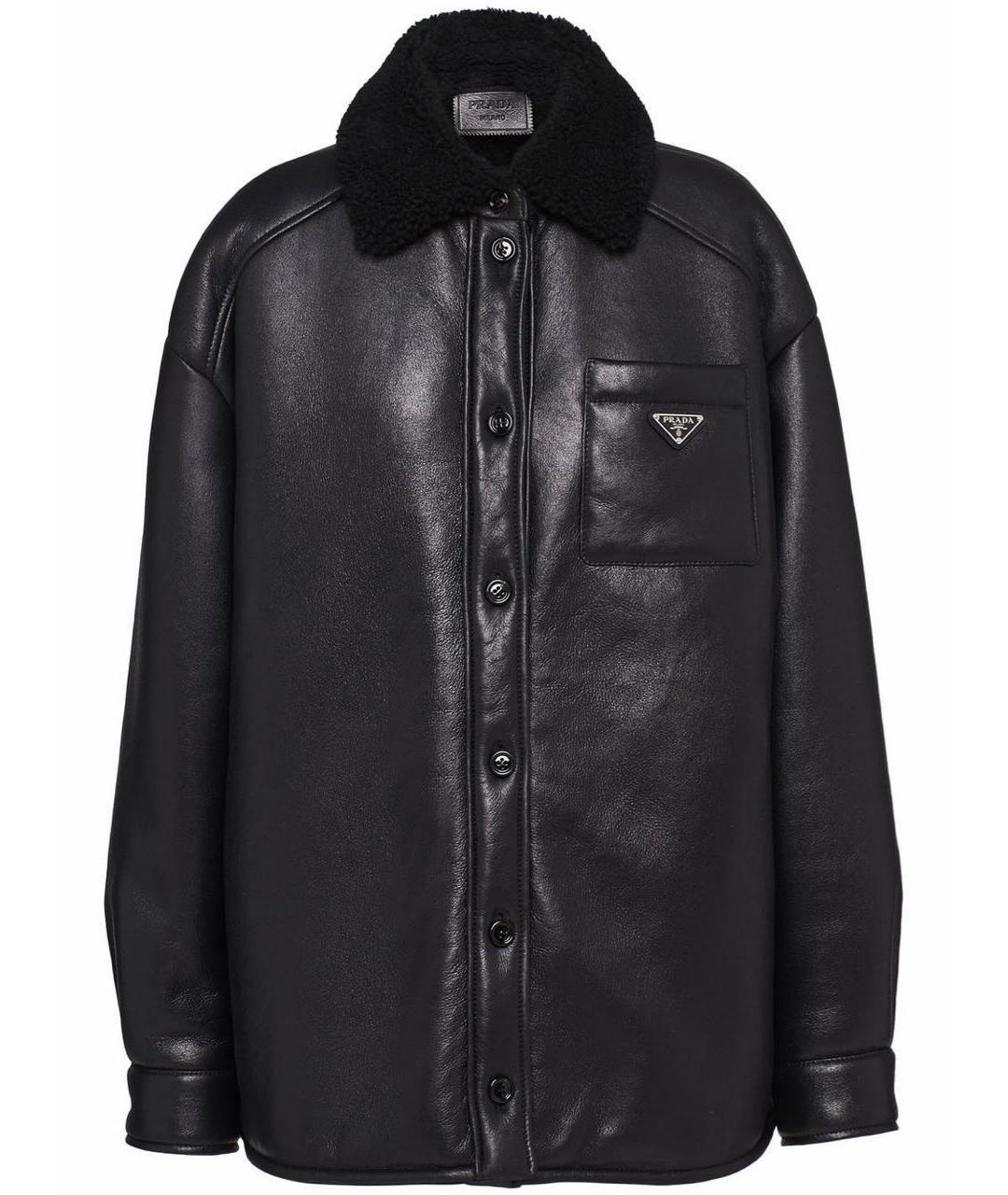 PRADA Черная кожаная дубленка, фото 1