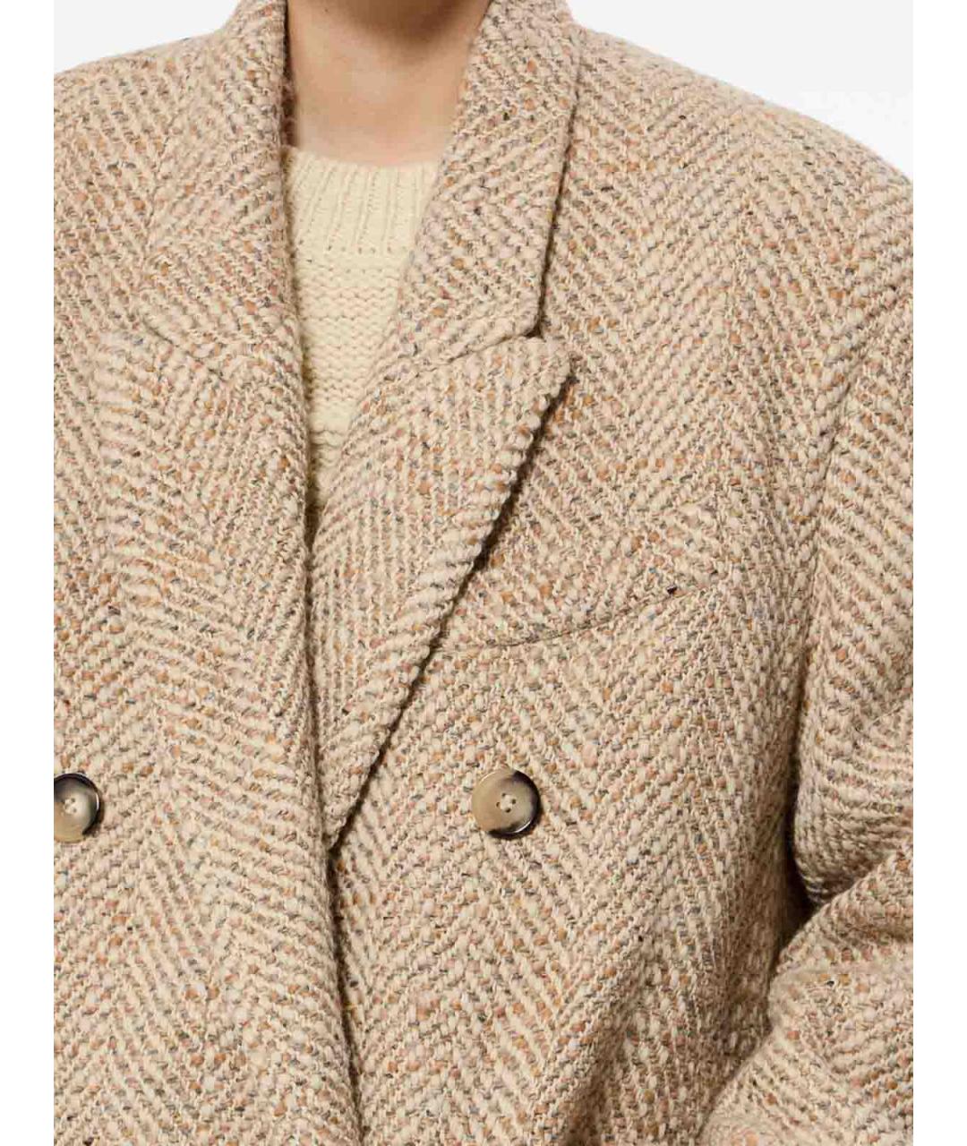 ISABEL MARANT ETOILE Бежевое шерстяное пальто, фото 2