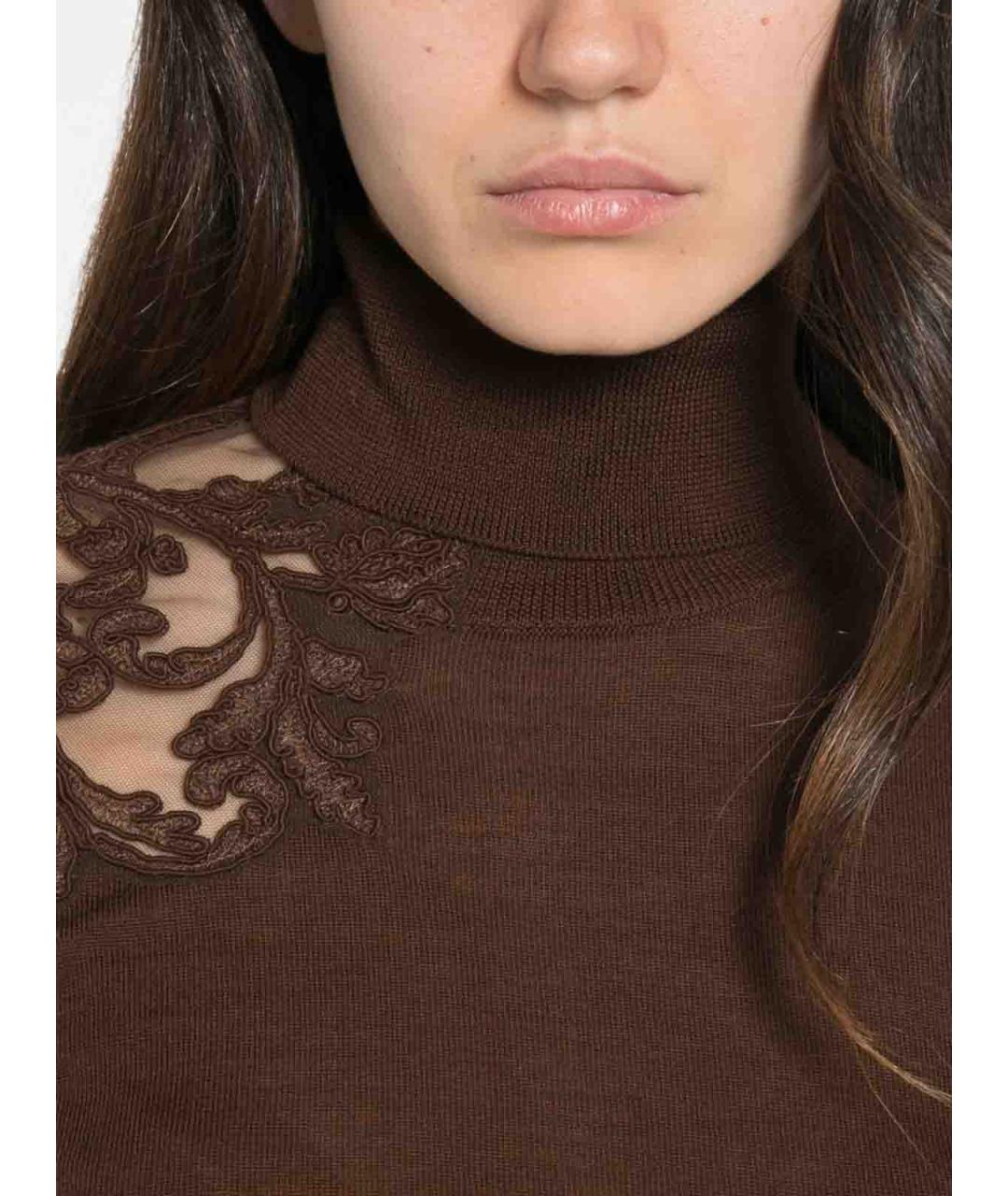 ERMANNO SCERVINO Коричневый шерстяной джемпер / свитер, фото 3