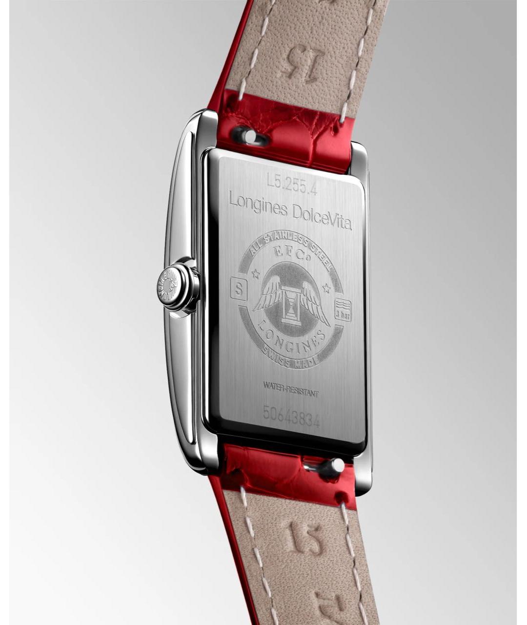 LONGINES Красные стальные часы, фото 3