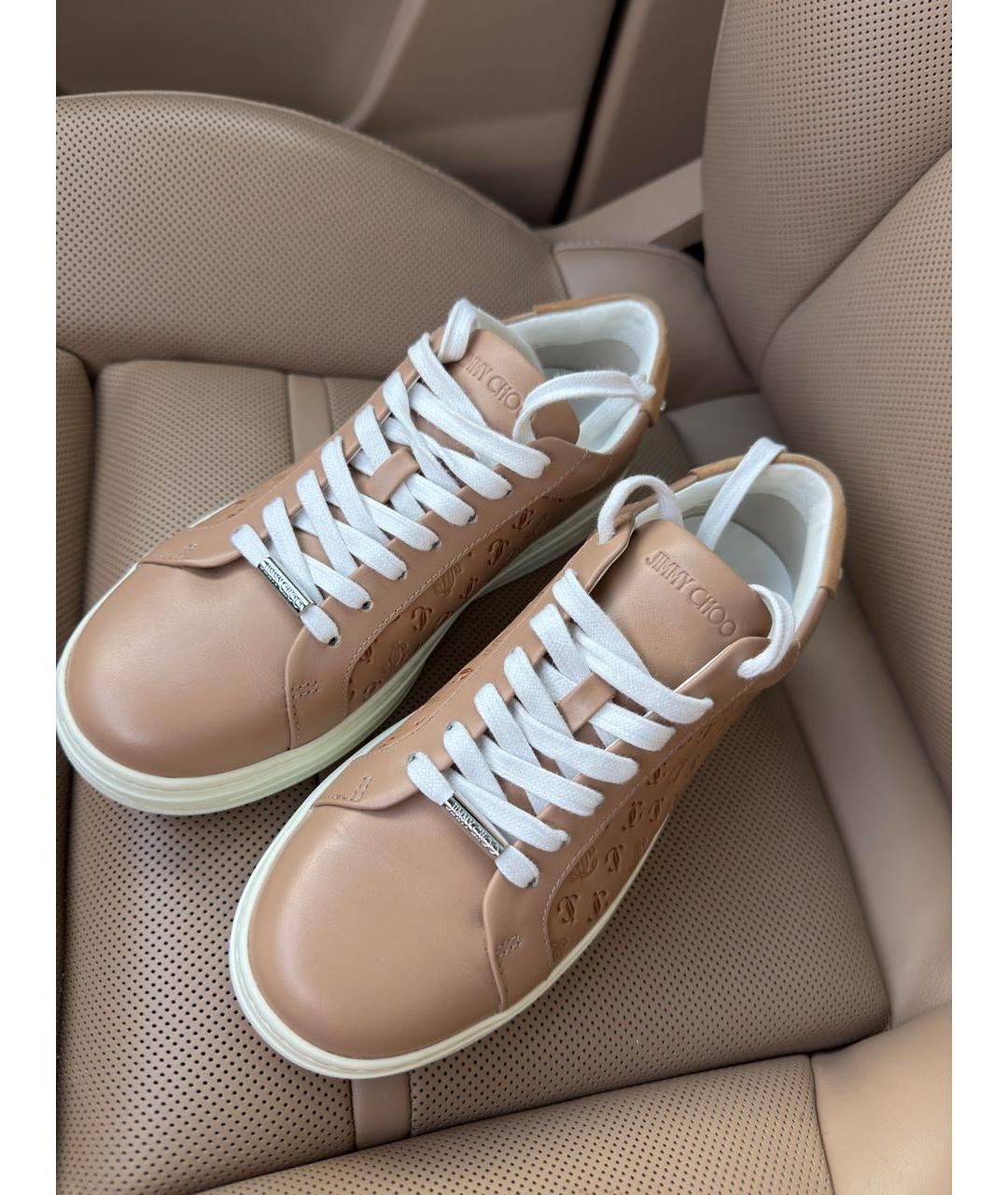 JIMMY CHOO Коричневые кожаные кеды, фото 2