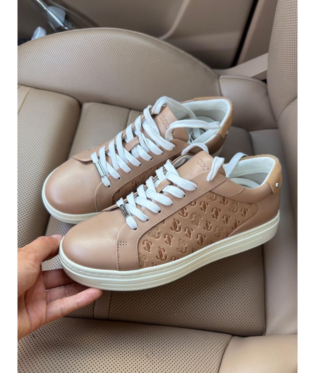 JIMMY CHOO Коричневые кожаные кеды, фото 3