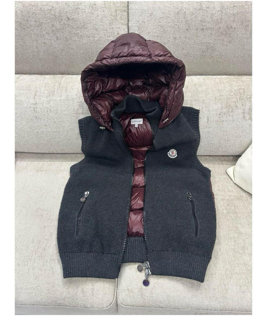 MONCLER Серая шерстяная жилетка, фото 9