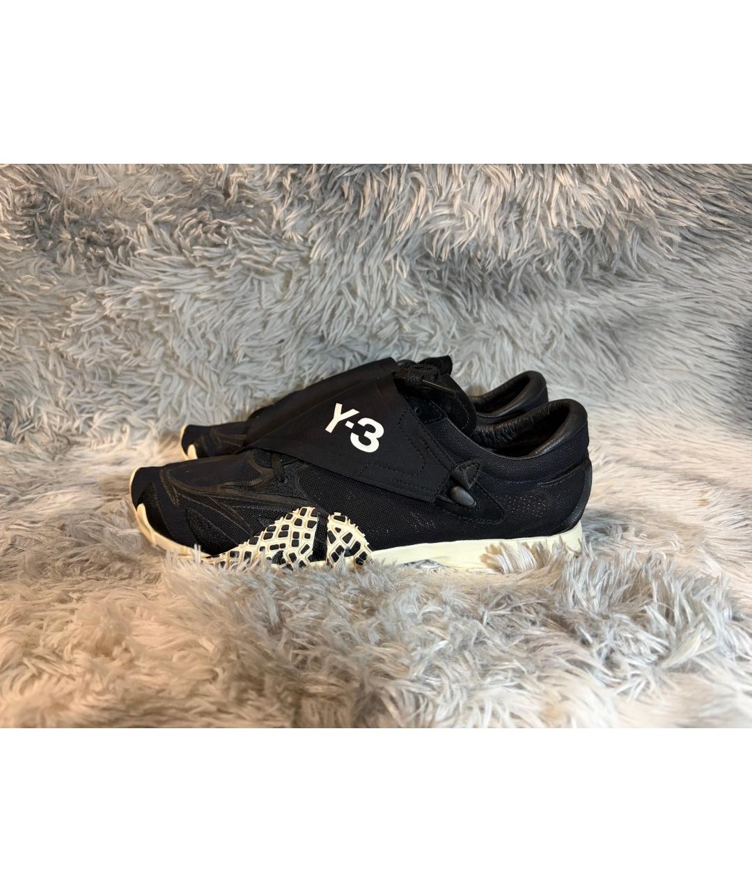 Y-3 Черные текстильные низкие кроссовки / кеды, фото 2