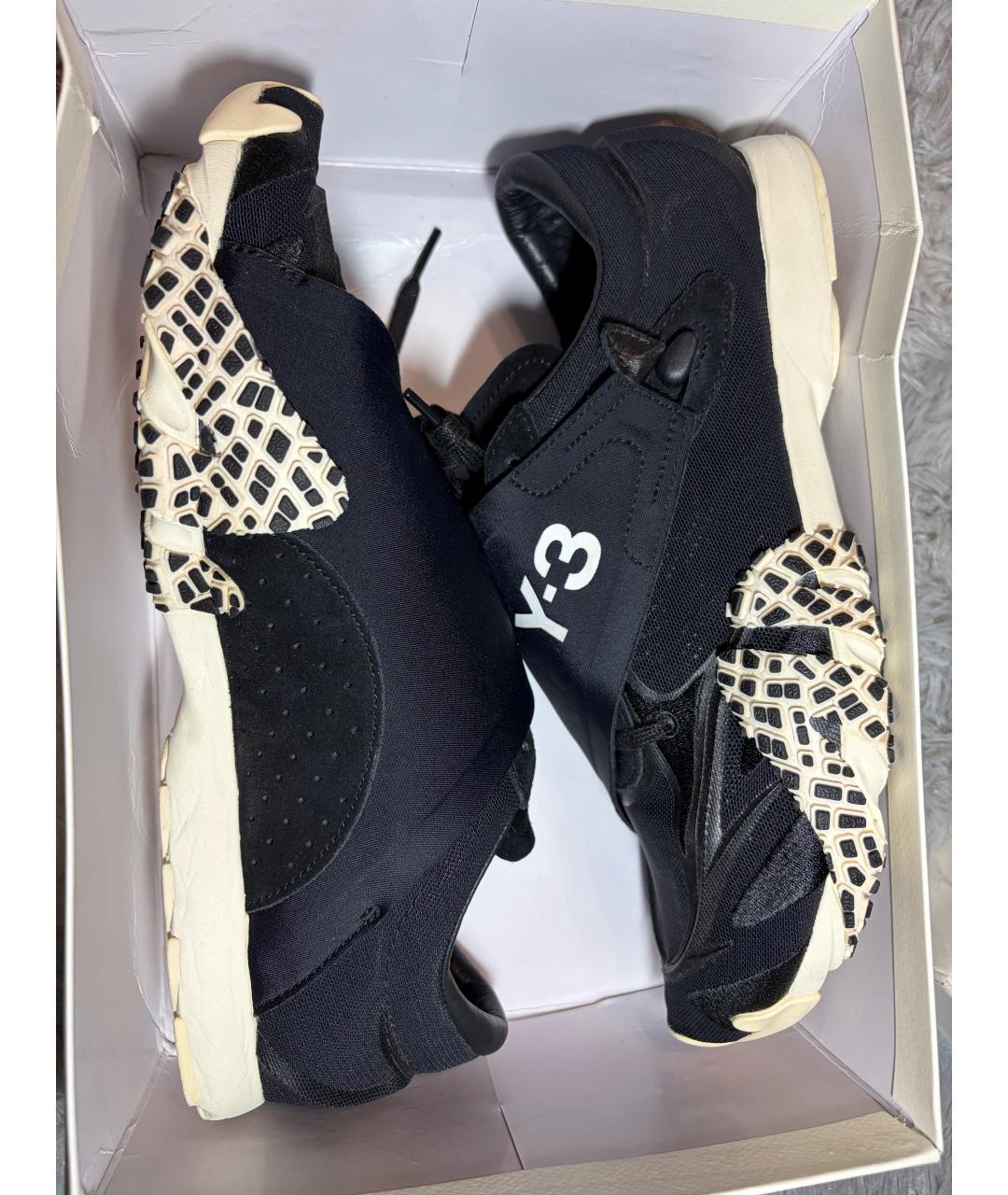 Y-3 Черные текстильные низкие кроссовки / кеды, фото 7