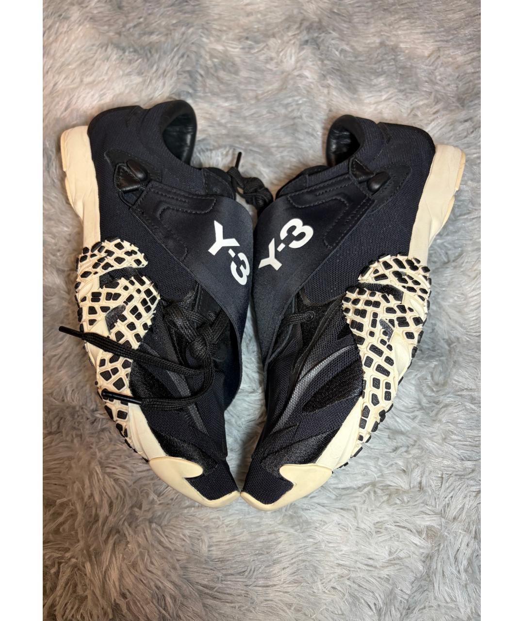 Y-3 Черные текстильные низкие кроссовки / кеды, фото 8