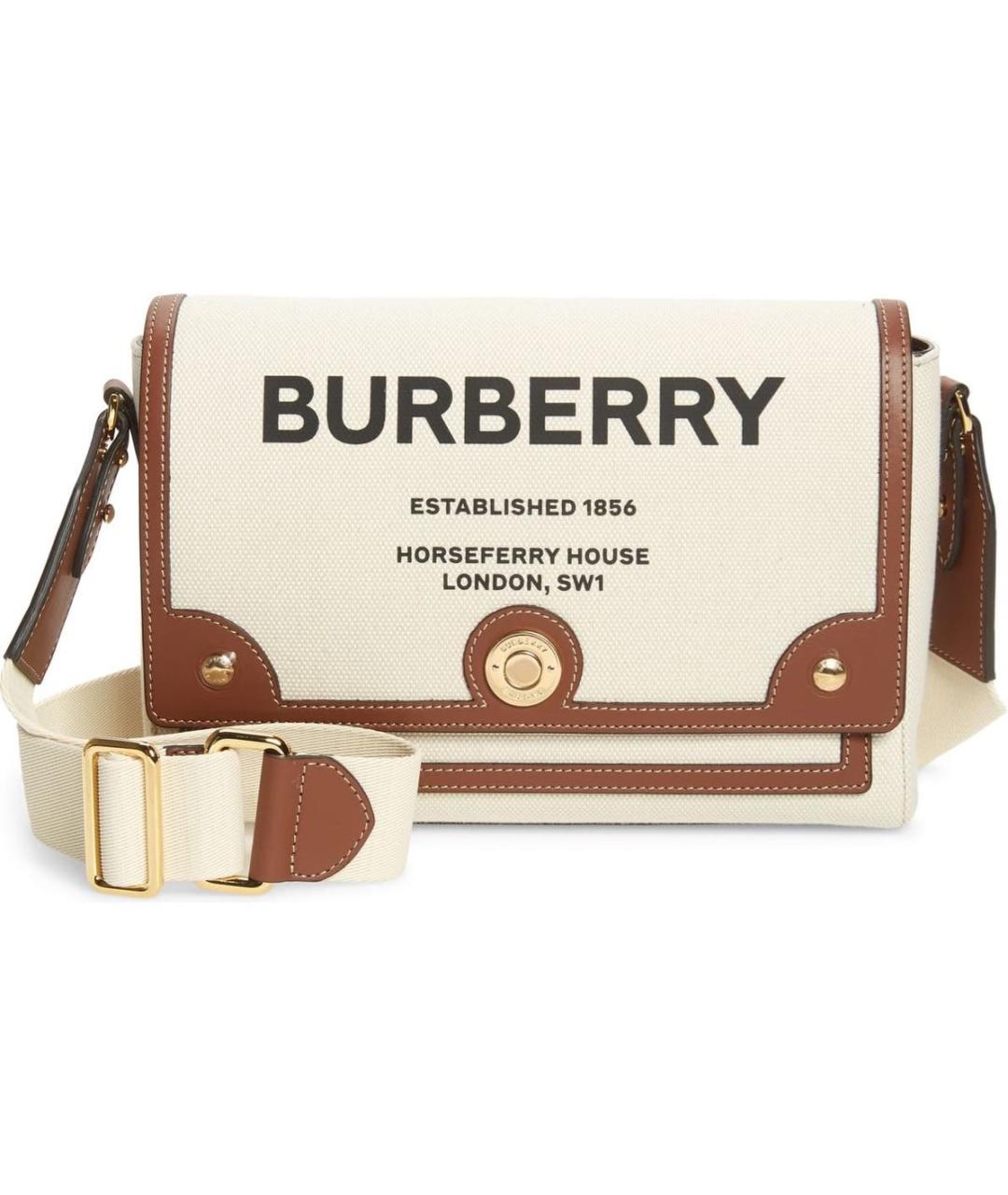 BURBERRY Бежевая сумка через плечо из канвы, фото 1