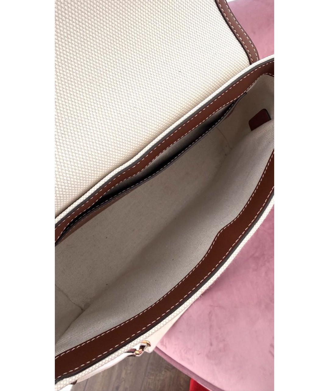 BURBERRY Бежевая сумка через плечо из канвы, фото 4