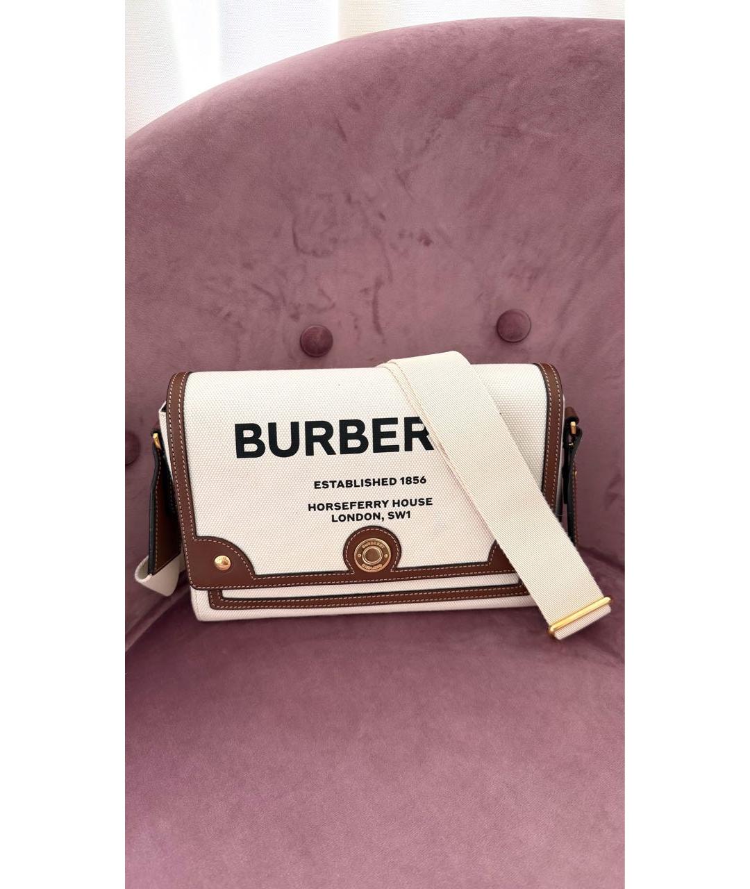 BURBERRY Бежевая сумка через плечо из канвы, фото 2