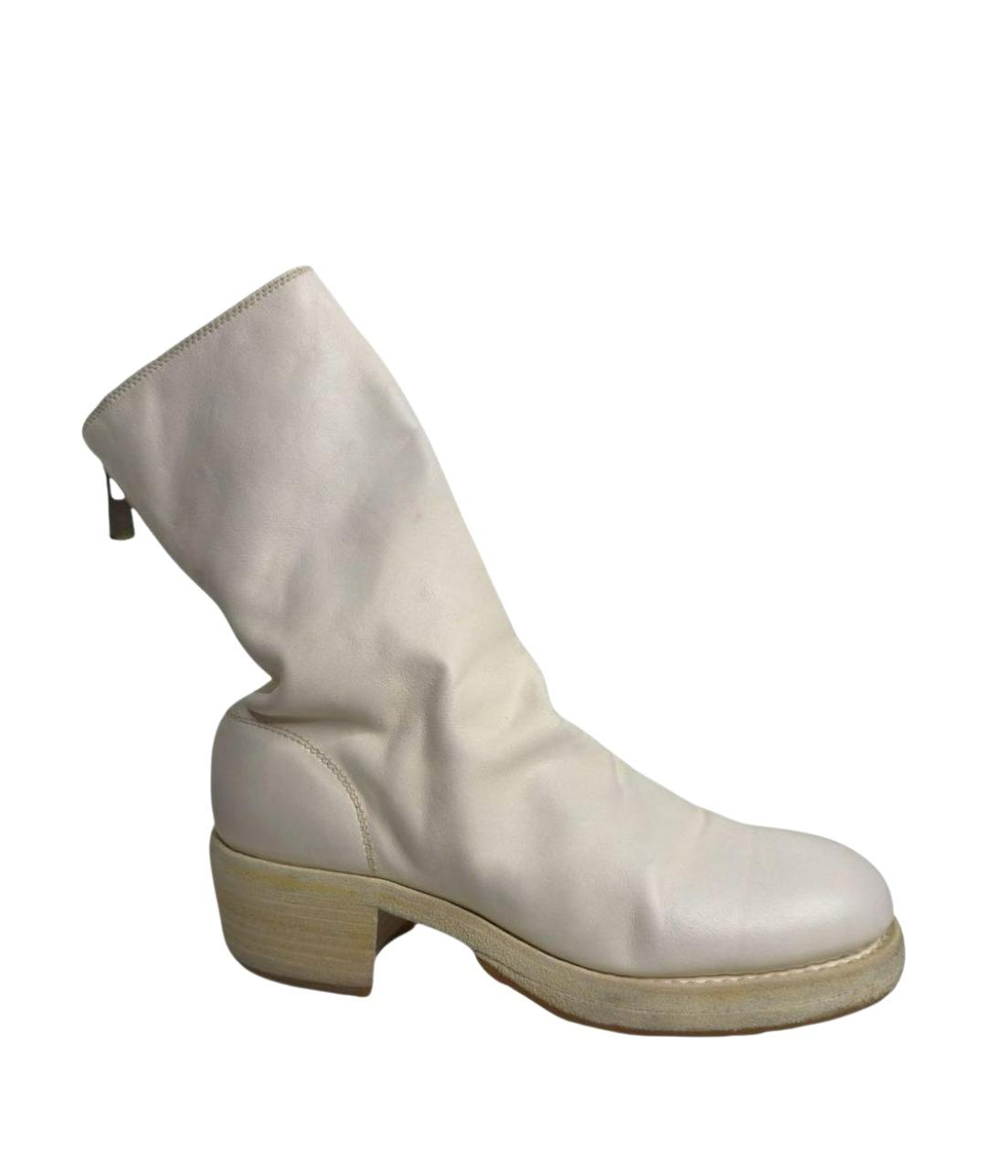 GUIDI Белые кожаные полусапоги, фото 1