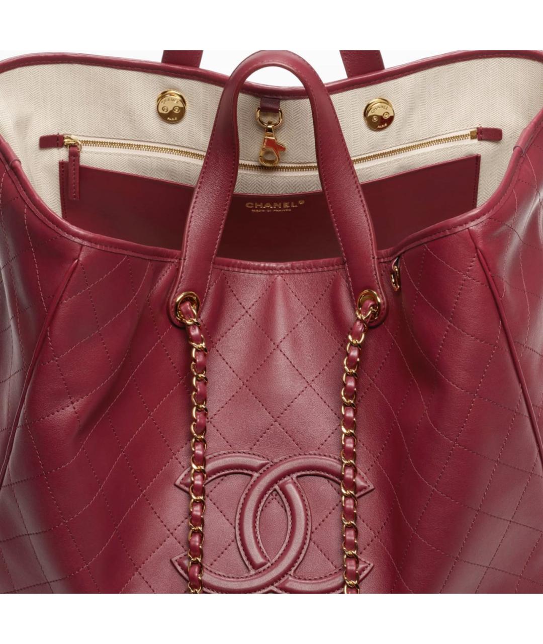 CHANEL Бордовая кожаная сумка тоут, фото 3