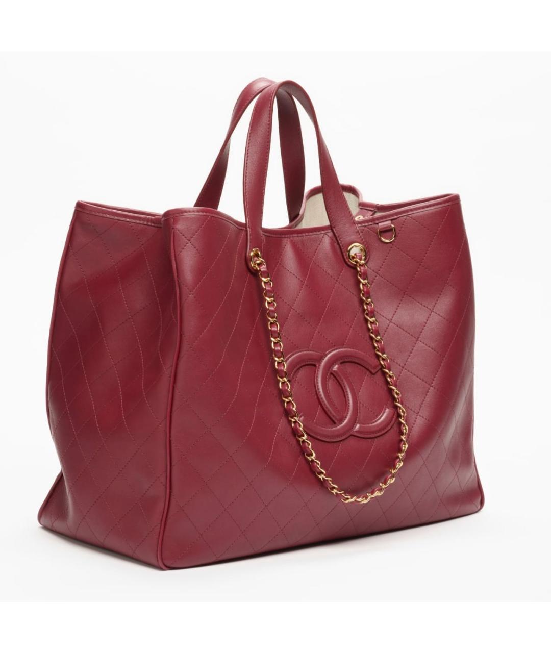 CHANEL Бордовая кожаная сумка тоут, фото 2