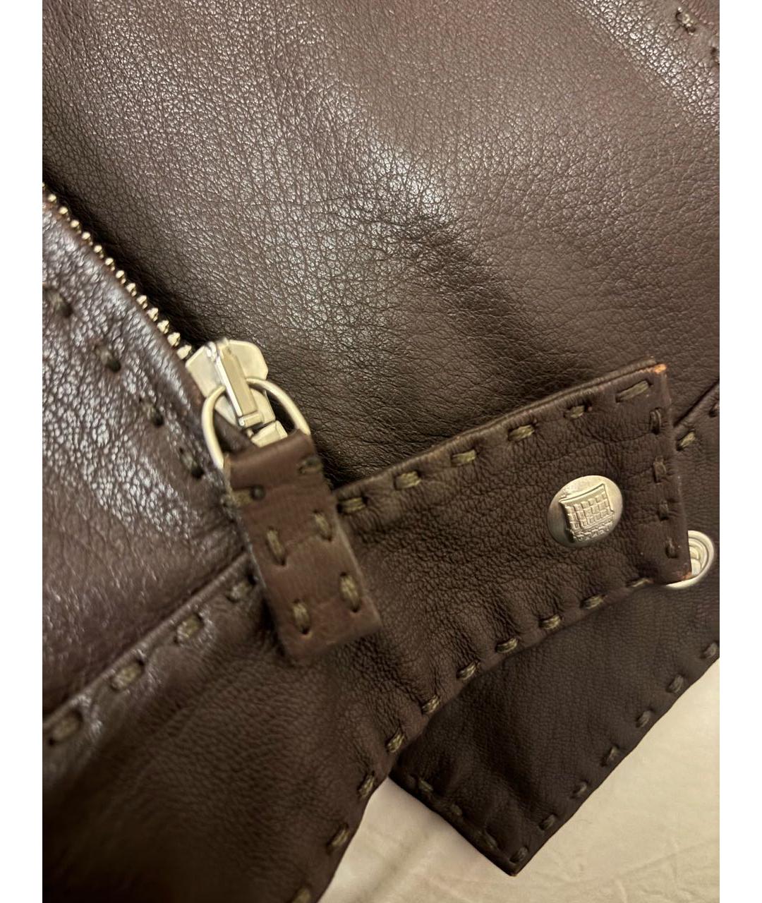 FENDI Коричневая кожаная куртка, фото 6