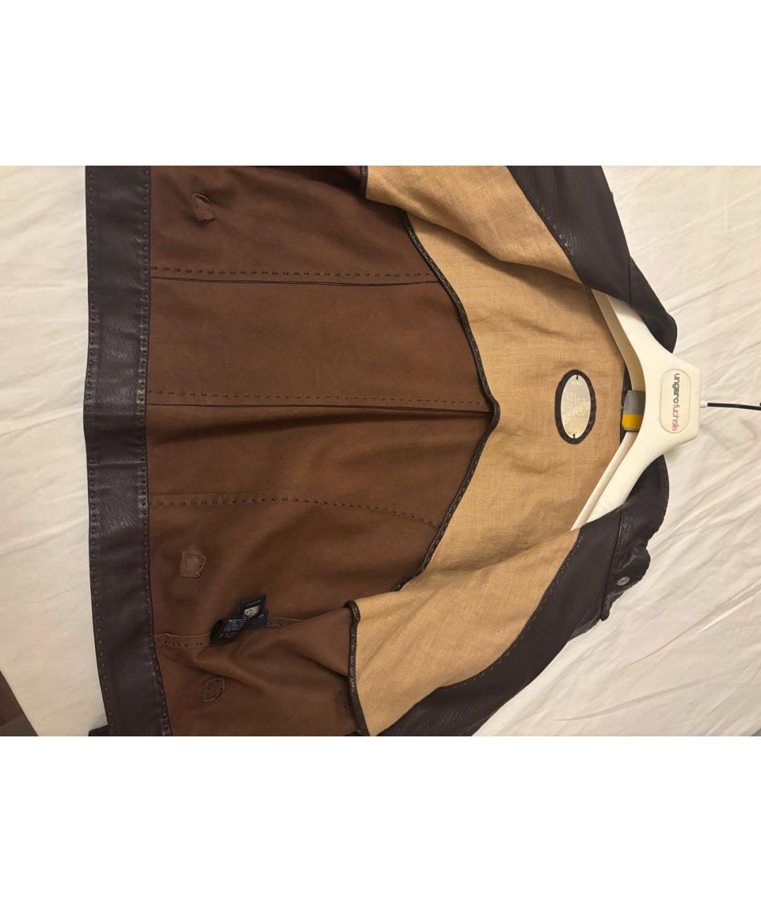 FENDI Коричневая кожаная куртка, фото 4
