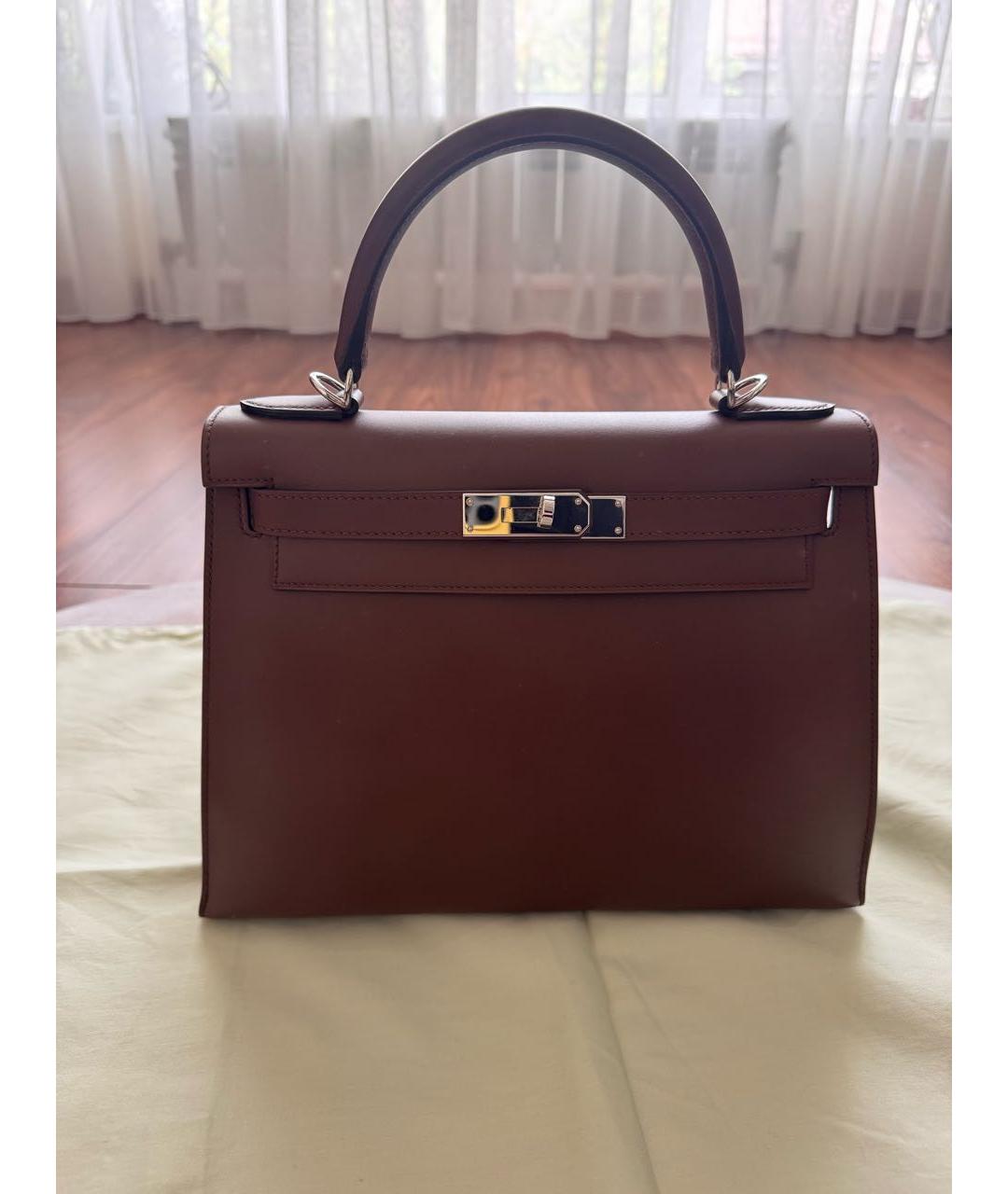 HERMES Коричневая кожаная сумка тоут, фото 6