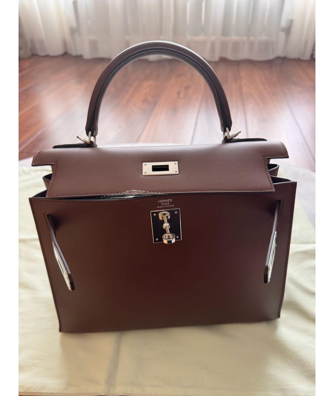 HERMES Коричневая кожаная сумка тоут, фото 4