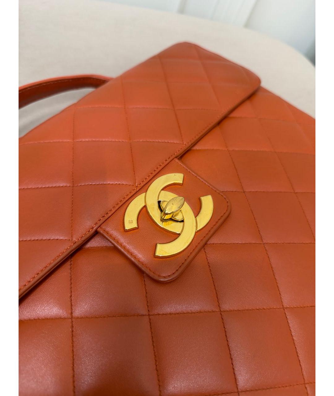 CHANEL Оранжевая кожаная сумка тоут, фото 3