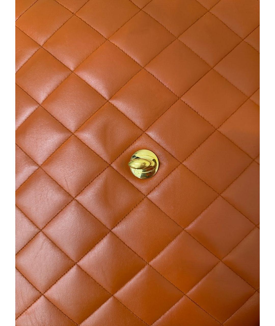 CHANEL Оранжевая кожаная сумка тоут, фото 7