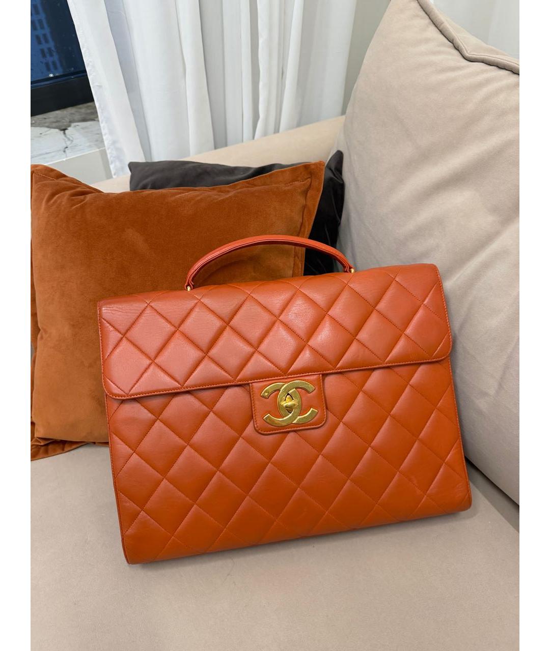 CHANEL Оранжевая кожаная сумка тоут, фото 2
