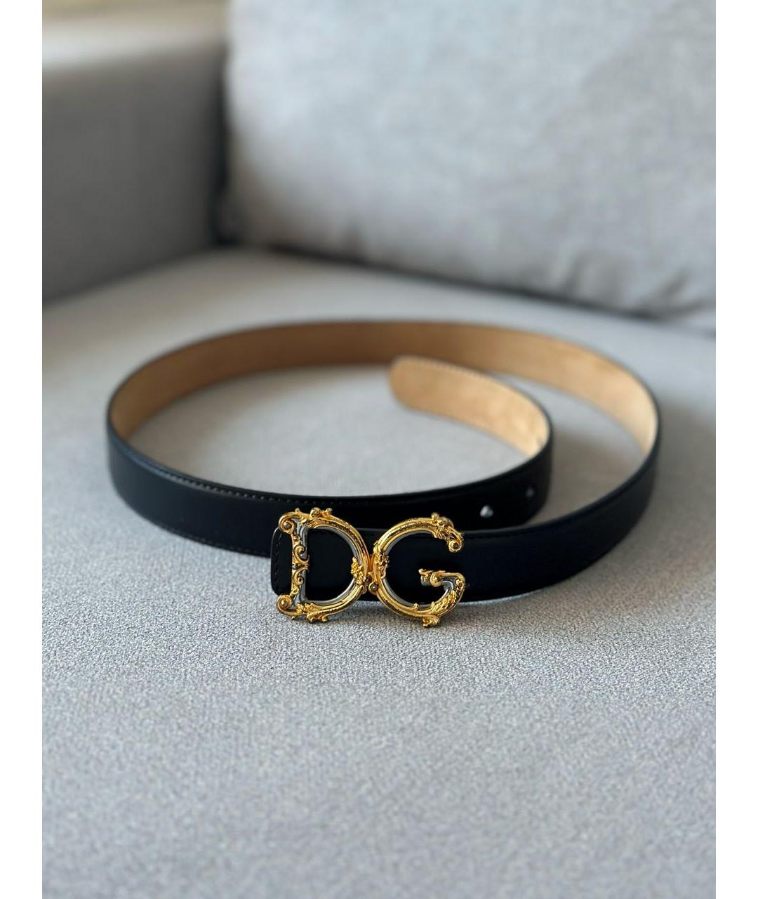 DOLCE&GABBANA Черный кожаный ремень, фото 3
