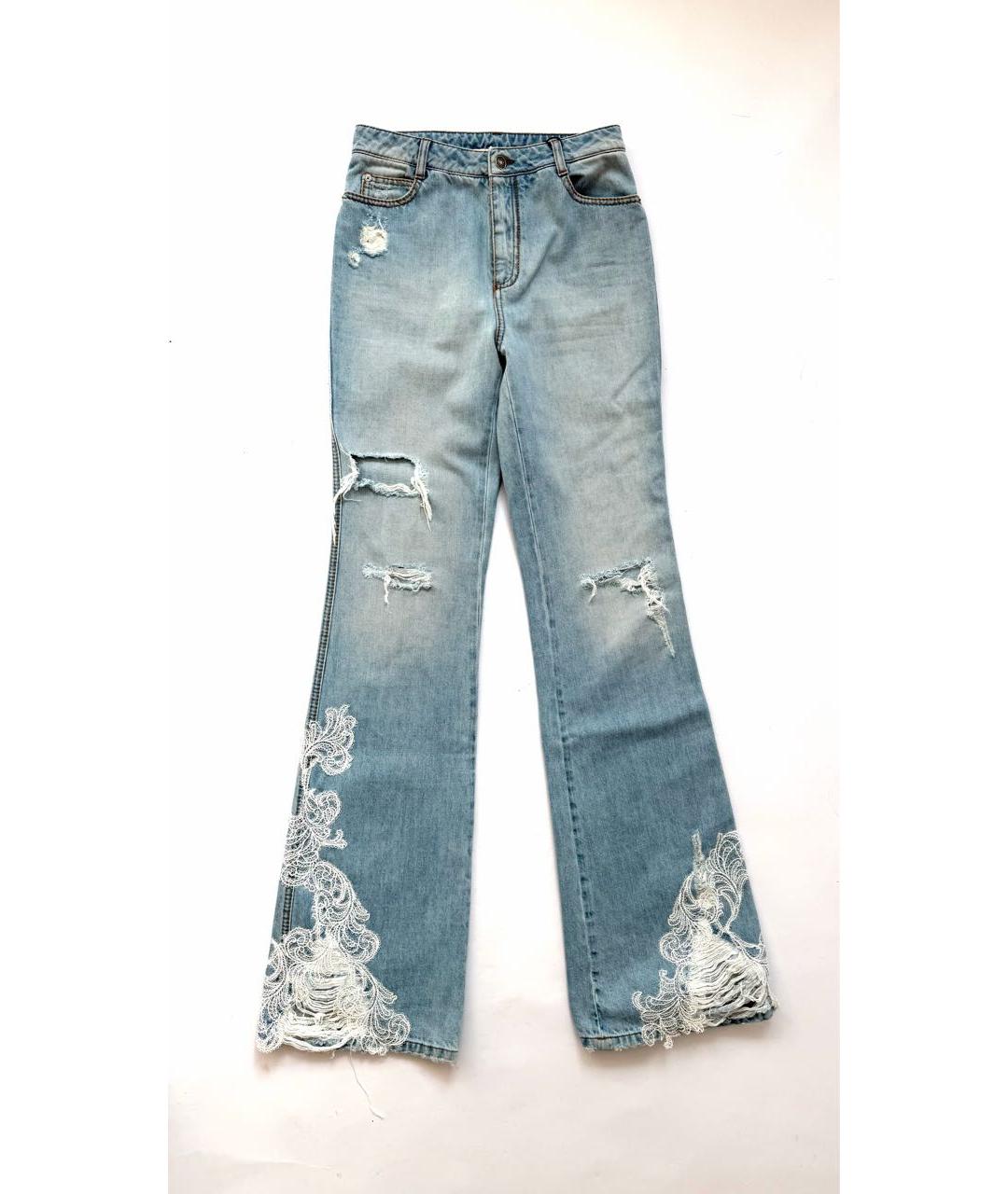 ERMANNO SCERVINO Голубые хлопковые джинсы клеш, фото 2