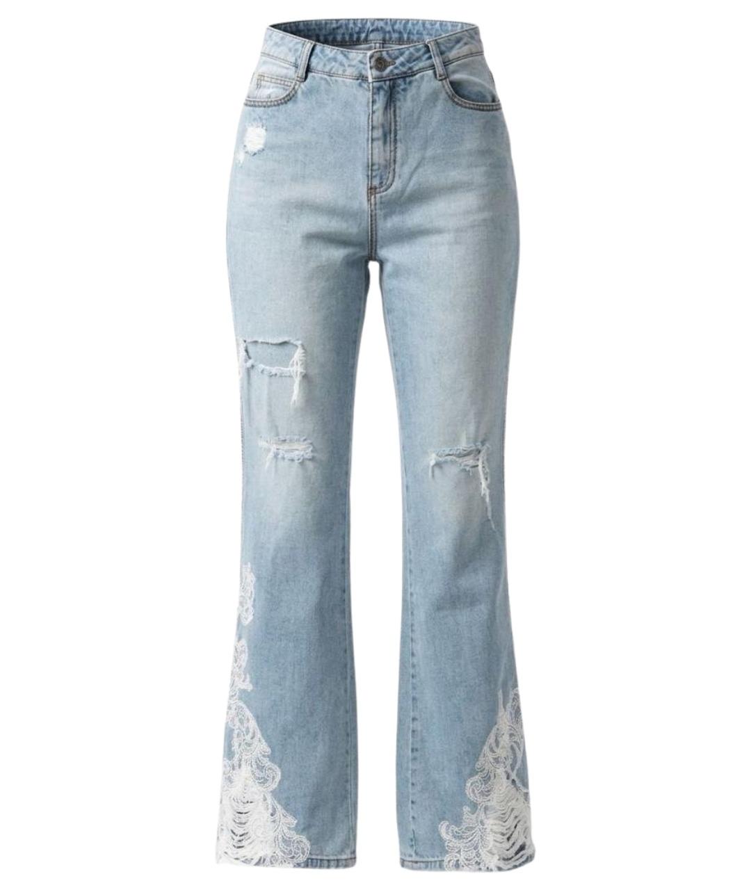 ERMANNO SCERVINO Голубые хлопковые джинсы клеш, фото 1