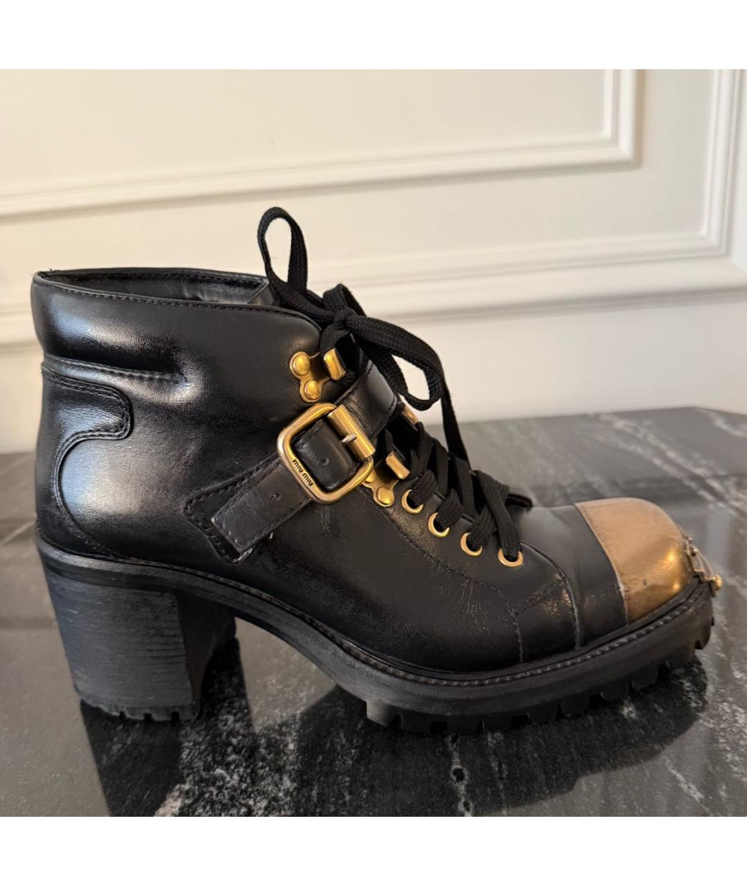MIU MIU Черные кожаные ботинки, фото 8