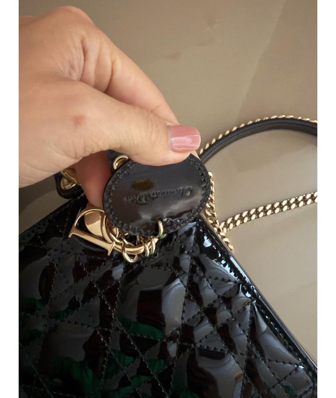CHRISTIAN DIOR Черная сумка с короткими ручками из лакированной кожи, фото 6