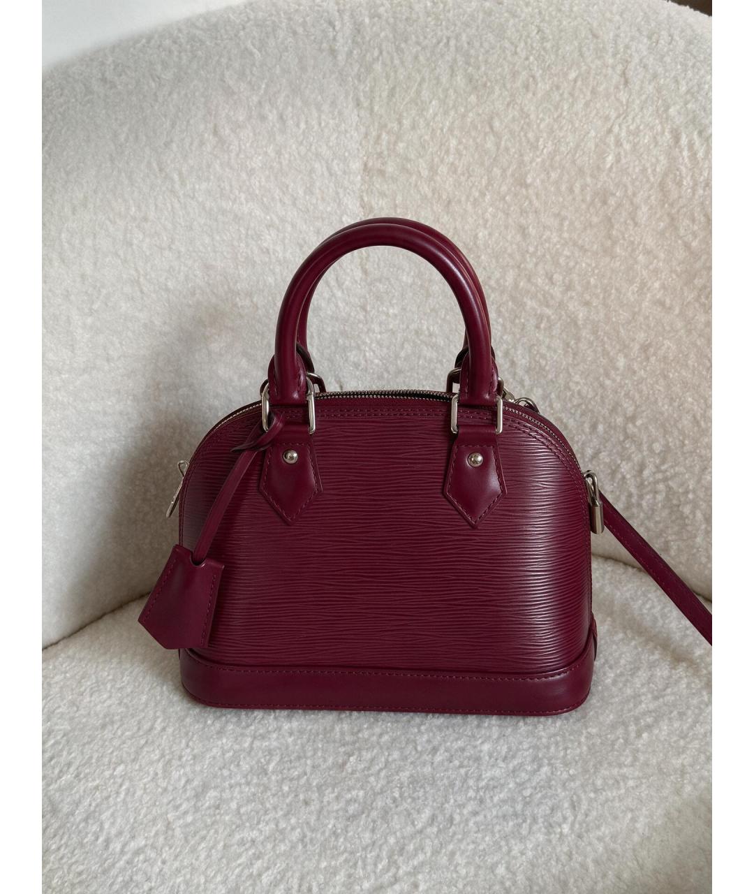 LOUIS VUITTON Бордовая кожаная сумка с короткими ручками, фото 4