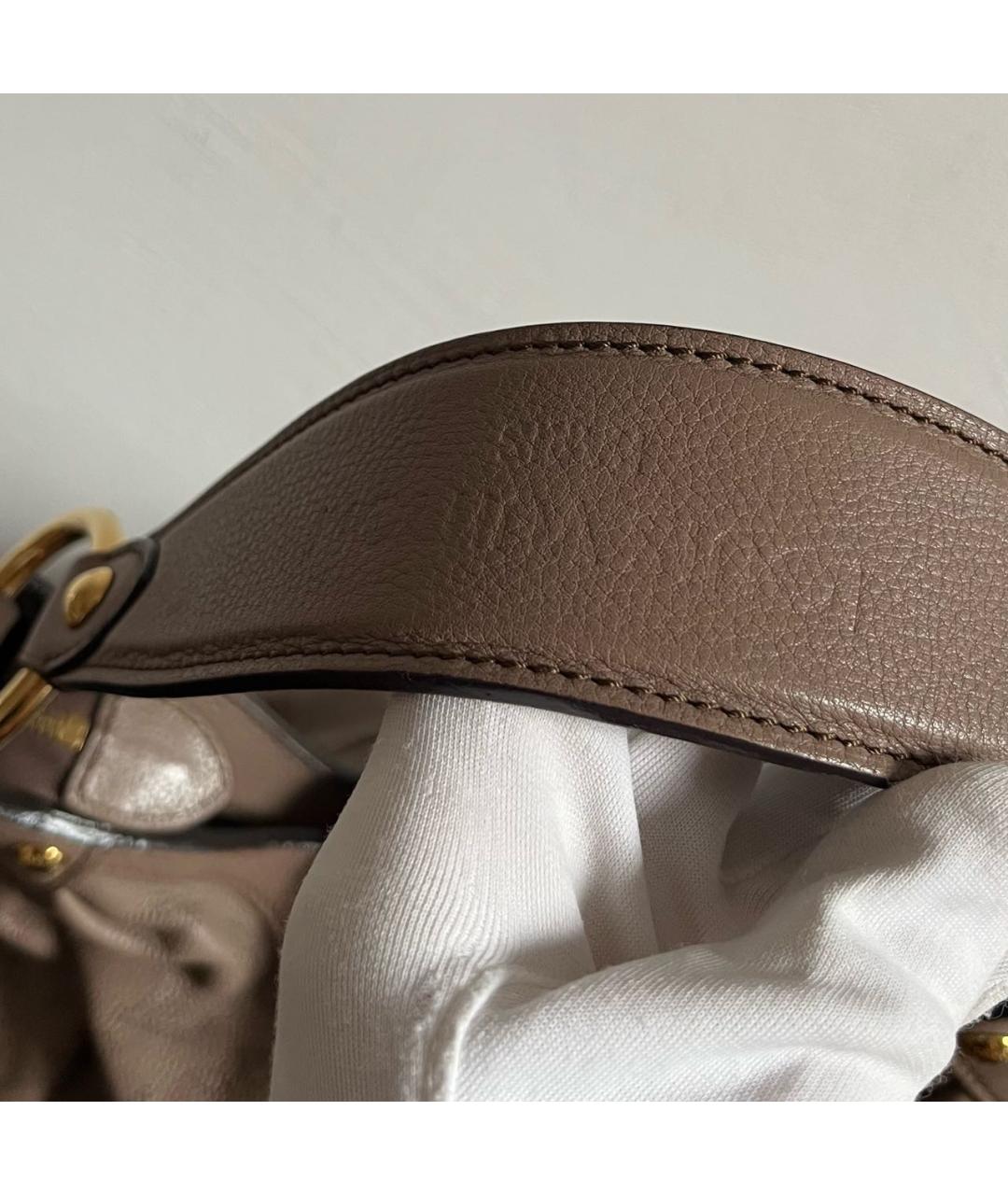 LOUIS VUITTON Бежевая кожаная сумка тоут, фото 8
