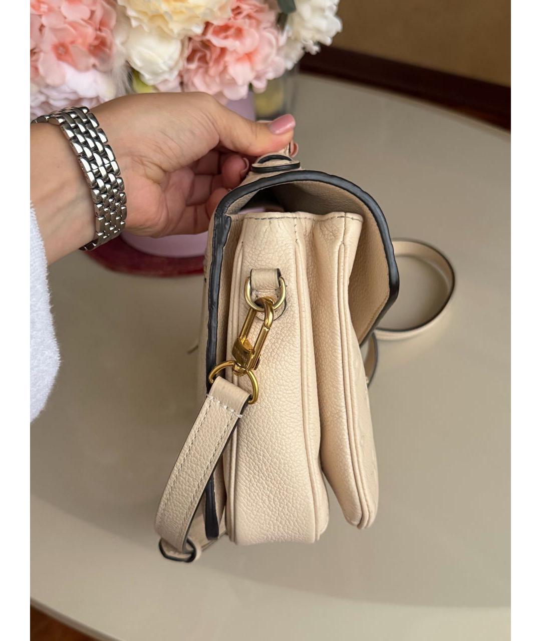 LOUIS VUITTON Бежевая кожаная сумка через плечо, фото 7