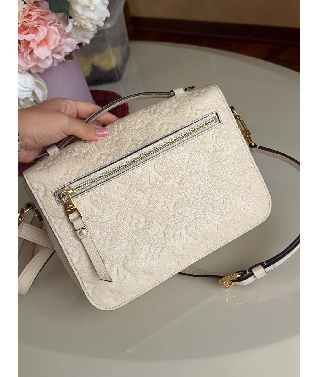 LOUIS VUITTON Бежевая кожаная сумка через плечо, фото 3
